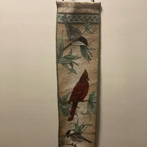 “ birds of a feather “ Bell Pull Winter Holiday Bird Tapestry Wall Hanging NWTS!